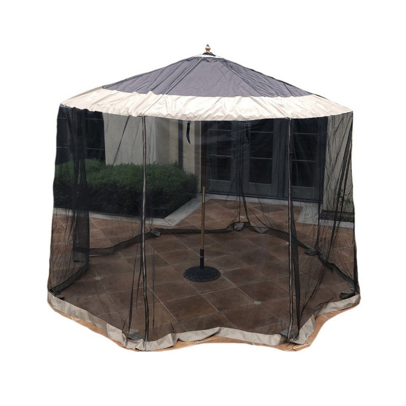 Arlmont & Co. Corsi Patio Umbrella Mosquito Screen Netting Fit 9Ft To